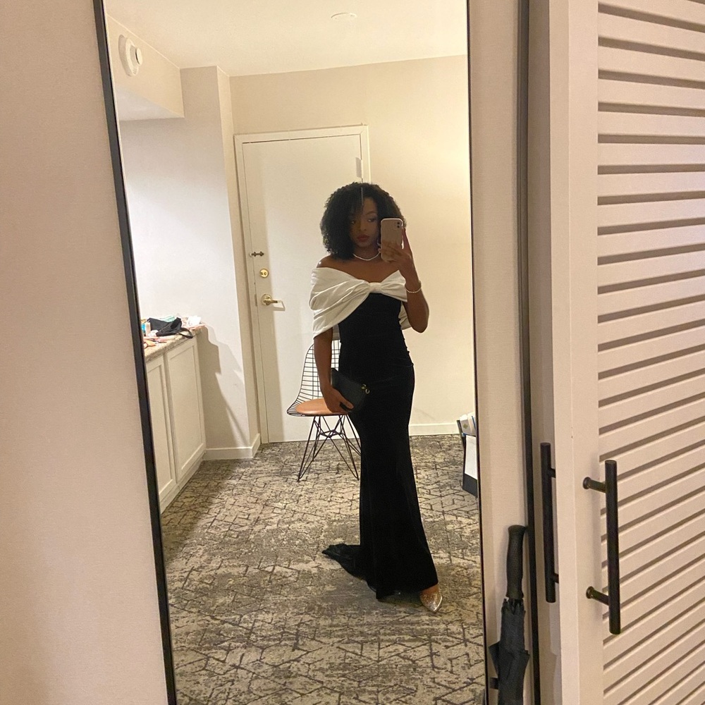 SHEIN Black and White Strapless Dress